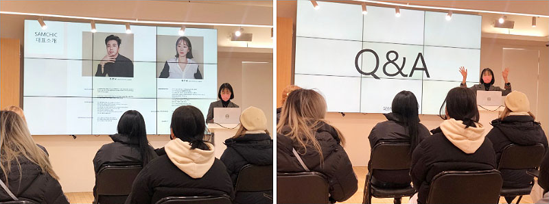 서울호서직업전문학교 헤어디자인과정 학생들이 쌤시크 블랙에서 강의를 듣고 있다.